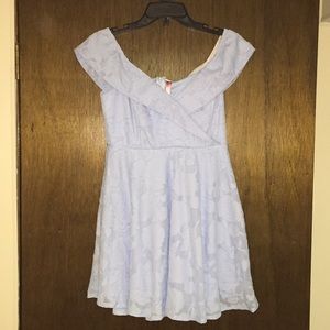 Baby blue floral dress.